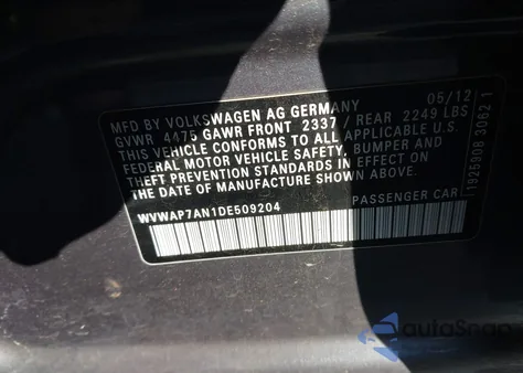 2013 Volkswagen Cc 2.0T R-Line/2.0T Sport z USA, uszkodzony, nr VIN WVWAP7AN1DE509204